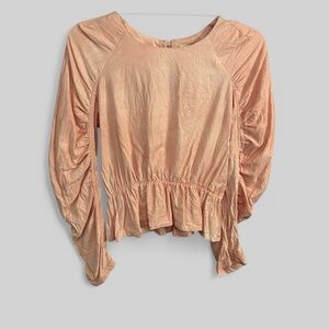 Maria Bouvier x Anthropologie hand dyed organic cotton pink ruched top Small